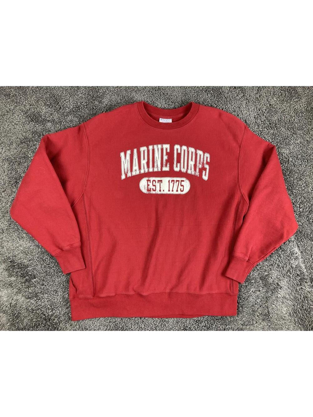 Champion Reverse Weave Marine Corps Sweatshirt Red Crewneck USMC Est 1775 Sz 2XL